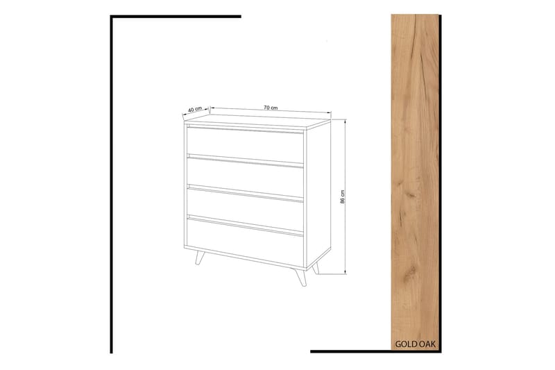 Highboard 40x70 cm - Natur/Svart - Förvaringsskåp