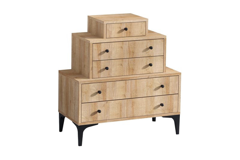 Highboard med 5 Lådor 40x80 cm - Natur/Svart - Förvaringsskåp