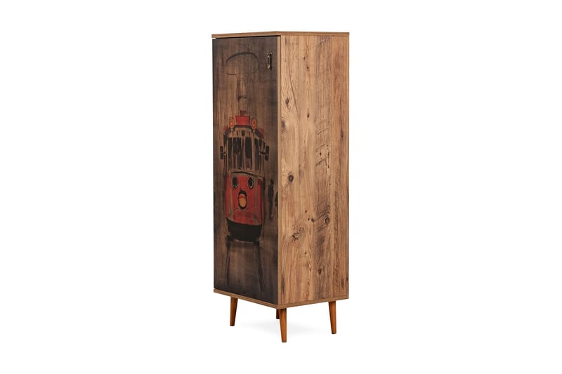 Highboard Spårvagn 38x50 cm - Natur/Svart/Röd - Förvaringsskåp