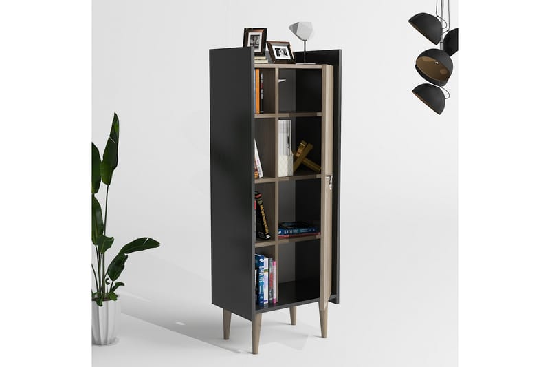 Keachi Highboard 50x30 cm - Mörkbrun/Antracit - Förvaringsskåp