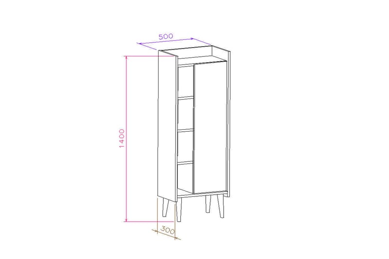 Keachi Highboard 50x30 cm - Mörkbrun/Antracit - Förvaringsskåp