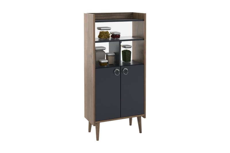 Keachi Highboard 60x30 cm - Antracit/Mörkbrun - Förvaringsskåp