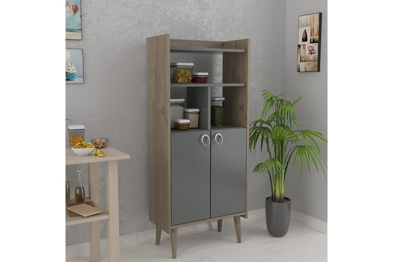 Keachi Highboard 60x30 cm - Antracit/Mörkbrun - Förvaringsskåp