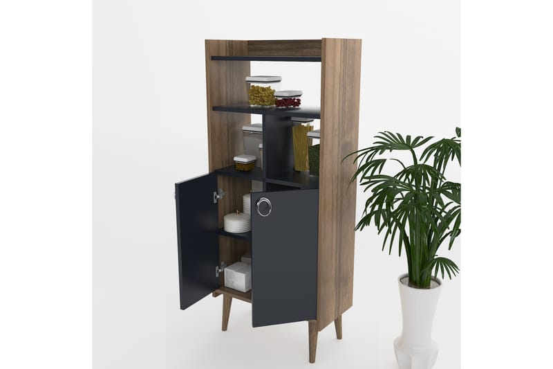 Keachi Highboard 60x30 cm - Antracit/Mörkbrun - Förvaringsskåp