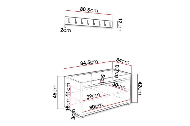 Kenmare Highboard - Vit - Förvaringsskåp