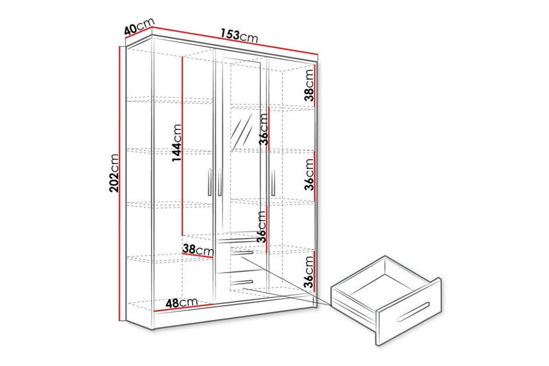 Kintore Highboard - Vit - Förvaringsskåp