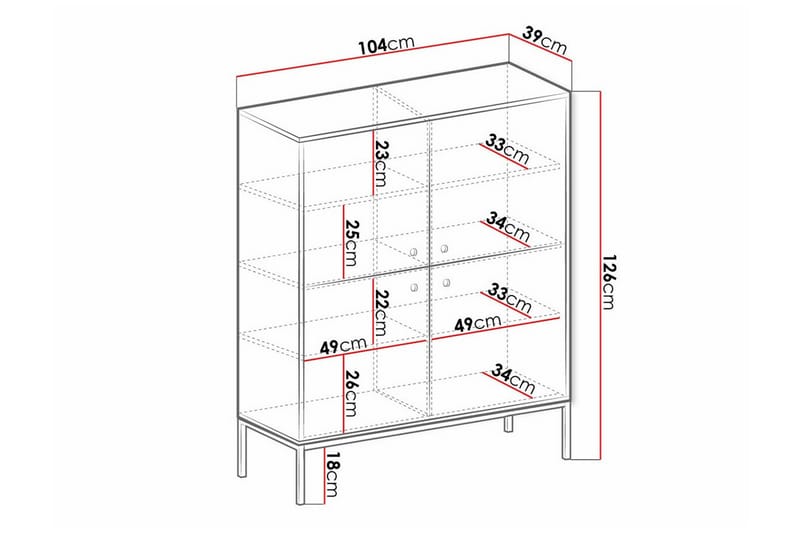 Klinkerville Highboard - Vit - Förvaringsskåp