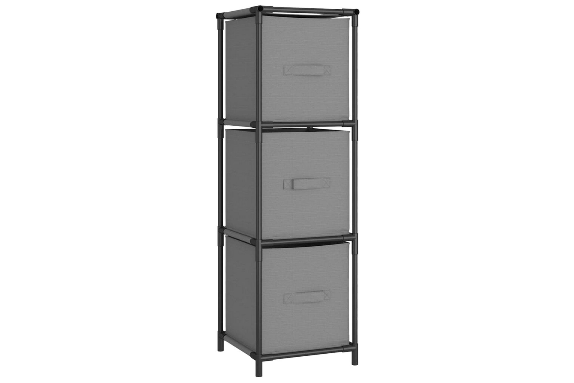 beBasic Förvaringsskåp med 3 tygkorgar grå 34x34x101 cm stål - Grey - Förvaring - Skåp - Förvaringsskåp - Kontorsskåp - Dokumentskåp