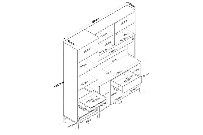 Manorma Highboard - Vit - Förvaringsskåp