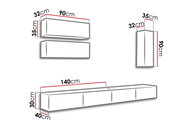 Narbonne Väggenhet 280 cm - Natur/Svart - Förvaringsskåp