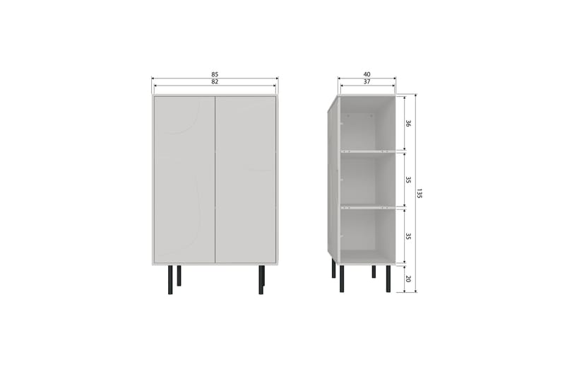 Popinder Highboard - Beige - Förvaringsskåp