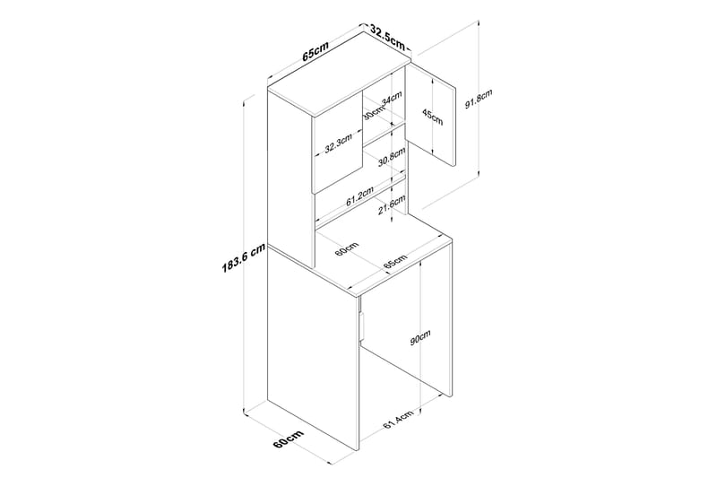 Ramdev Highboard - Valnöt/Antracit - Förvaringsskåp