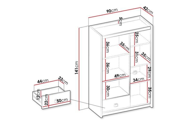 Rathmore Highboard - Grå - Förvaringsskåp