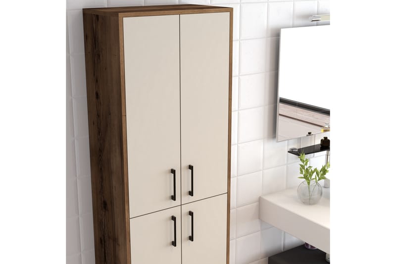 Retzow Highboard 60x35 cm - Mörkbrun/Beige - Förvaringsskåp