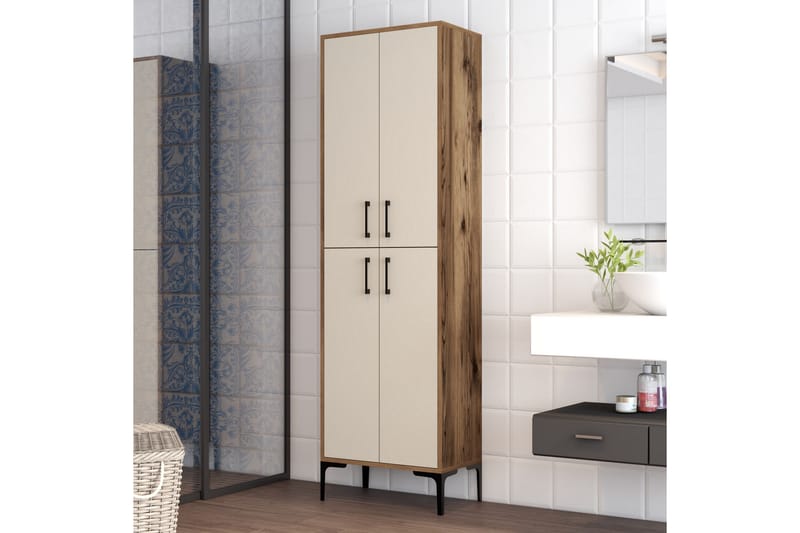 Retzow Highboard 60x35 cm - Mörkbrun/Beige - Förvaringsskåp