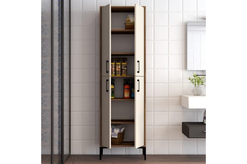 Retzow Highboard 60x35 cm - Mörkbrun/Beige - Förvaringsskåp