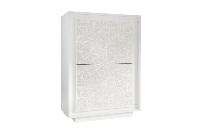 Sky Highboard 106 cm 4 Dörrar - Vit/Mönster - Förvaringsskåp