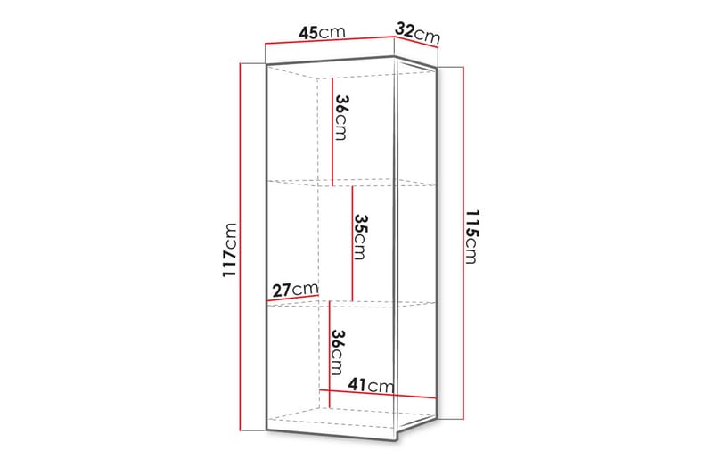 Tessan Väggskåp 45 cm Lodrätt - Svart - Förvaringsskåp