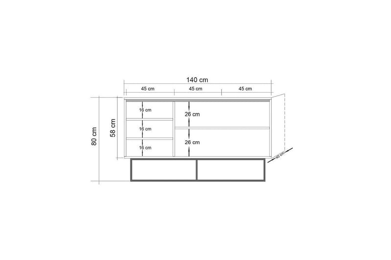 Quantum Mare Highboard 140x80 cm Svart/Brun - Hanah Home - Förvaringsskåp