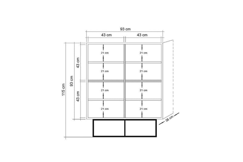 Quantum Solo Highboard 93x115 cm Svart/Brun - Hanah Home - Förvaringsskåp