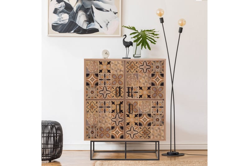 Quantum Solo Highboard 93x115 cm Svart/Brun - Hanah Home - Förvaringsskåp