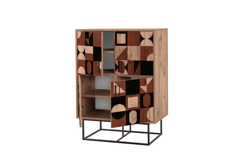 Quantum Solo Highboard 93x115 cm Svart/Brun - Hanah Home - Förvaringsskåp