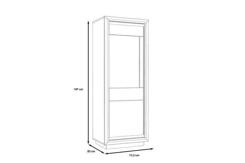Kalabaka Vitrinskåp Belysning 53 cm djup 68,2 cm bred 196,9 cm hög Ljust Trä - Brun/Vit - Förvaring - Skåp - Vitrinskåp