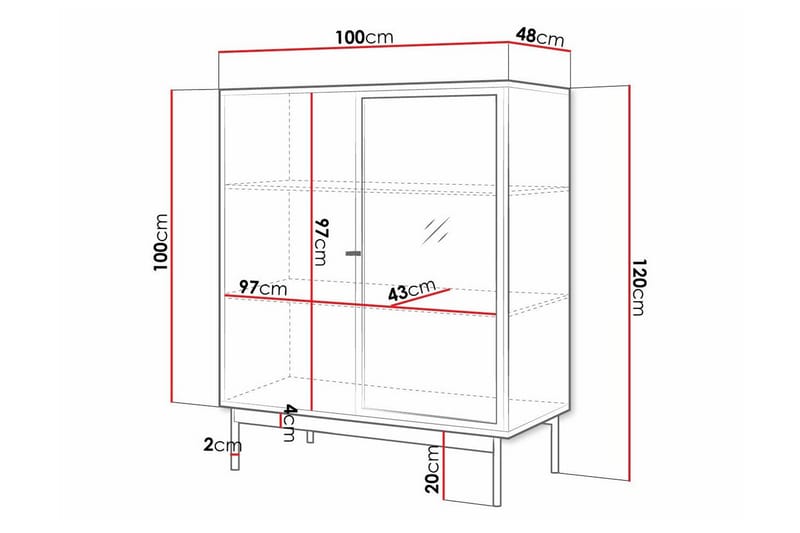 Kintore Vitrinskåp 120 cm - Svart - Förvaring - Skåp - Vitrinskåp