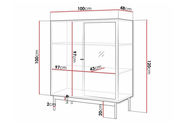 Kintore Vitrinskåp 120 cm - Svart - Vitrinskåp