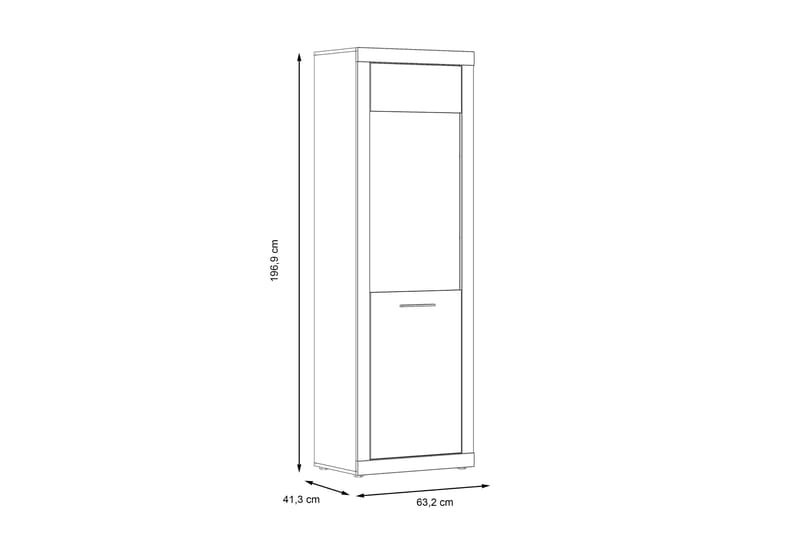 Kranea Vitrinskåp 41,3 cm djup 63,2 cm bred 196,9 cm hög Trä - Grå/Vit - Förvaring - Skåp - Vitrinskåp
