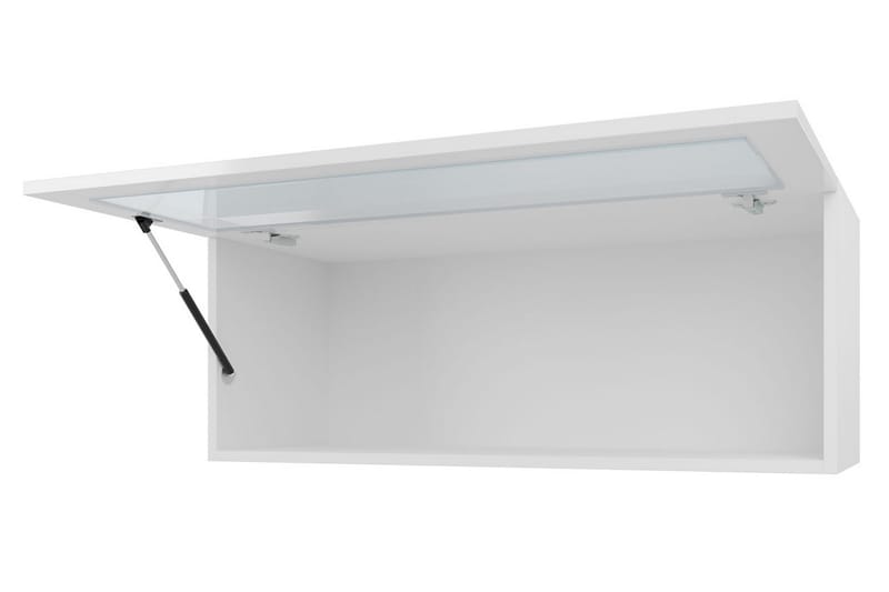 Narbonne Vitrinskåp Vit LED Belysning 32 cm djup 35 cm bred 90 cm hög Mörkt Trä Glas - Natur/Svart - Förvaring - Skåp - Vitrinskåp