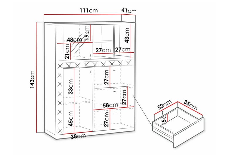 Rosehall Vitrinskåp 143 cm - Svart - Vitrinskåp