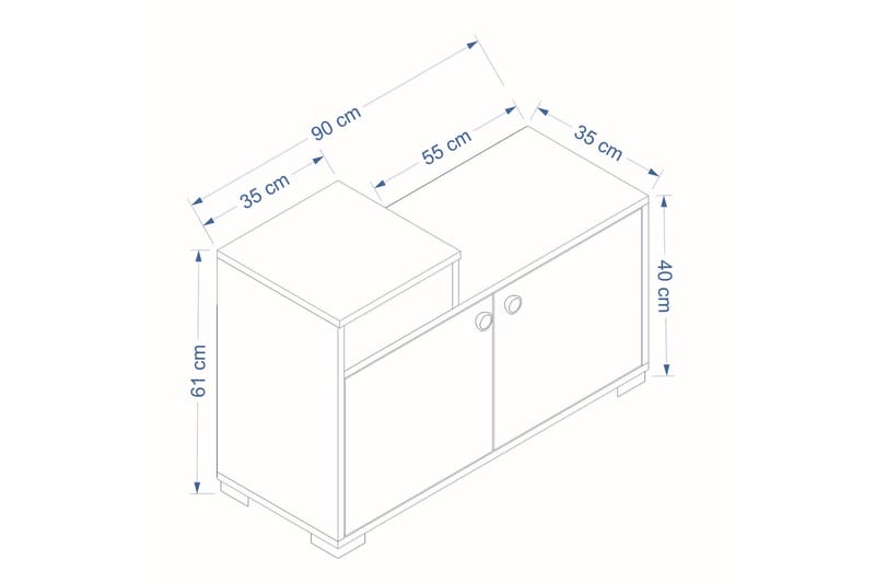 Astec Skoskåp 90 cm - Ek/Vit - Förvaring - Skoförvaring - Skoskåp