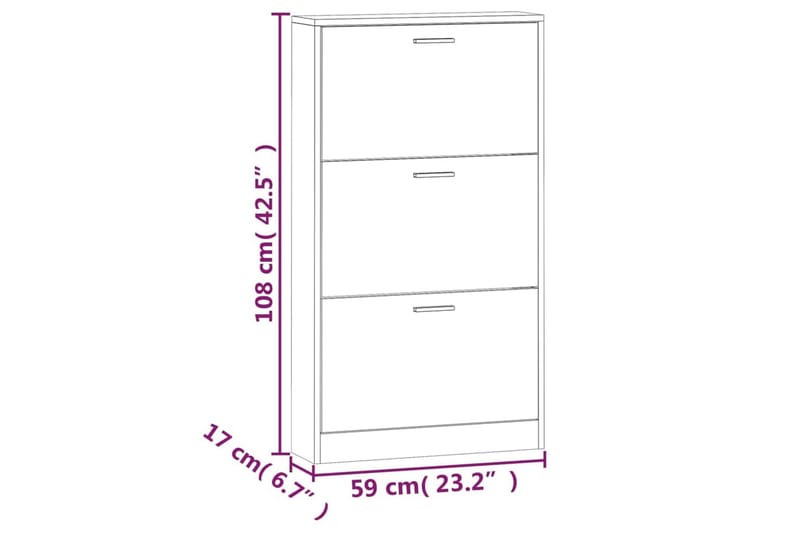 beBasic Skoskåp vit högglans 59x17x108 cm konstruerat trä - White - Skoskåp - Hallförvaring - Skoförvaring