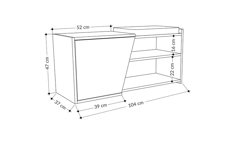 Fiona Skoskåp 104,6 cm - Antracit/Vit - Förvaring - Skoförvaring - Skoskåp