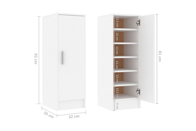 Skoskåp vit 32x35x92 cm spånskiva - Vit - Skoskåp - Hallförvaring - Skoförvaring