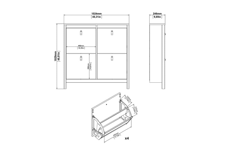 Vallvidera Skoskåp 25x102 cm - Vit/Natur - Skoskåp - Hallförvaring - Skoförvaring