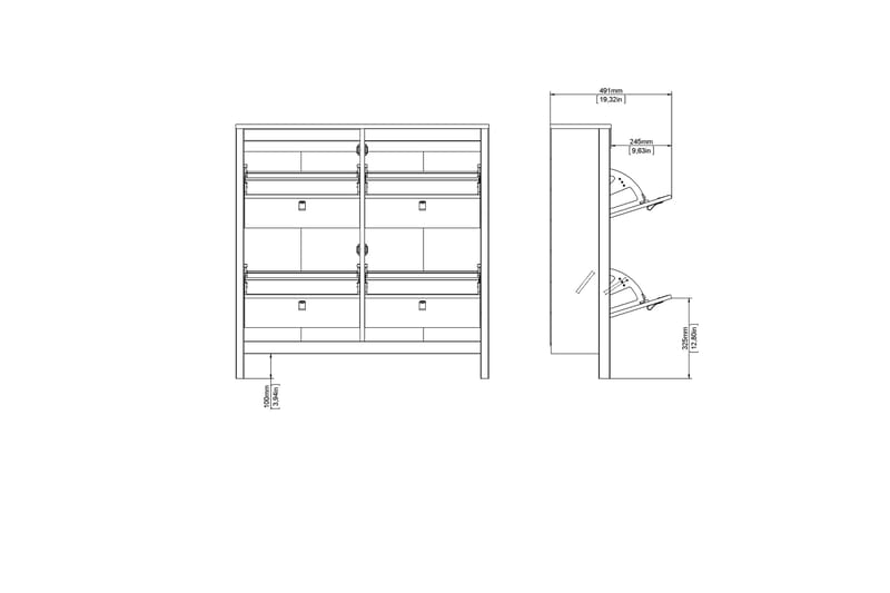 Vallvidera Skoskåp 25x102 cm - Vit/Natur - Skoskåp - Hallförvaring - Skoförvaring