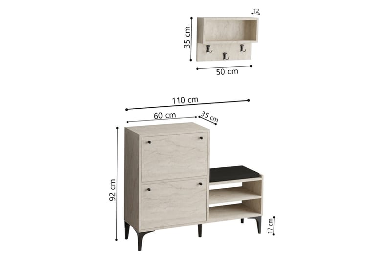 Tervate Skoskåp 110 cm - Beige - Förvaring - Skoförvaring - Skoskåp