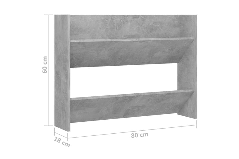 Väggmonterat skoställ betonggrå 80x18x60 cm spånskiva - Betonggrå - Förvaring - Skoförvaring