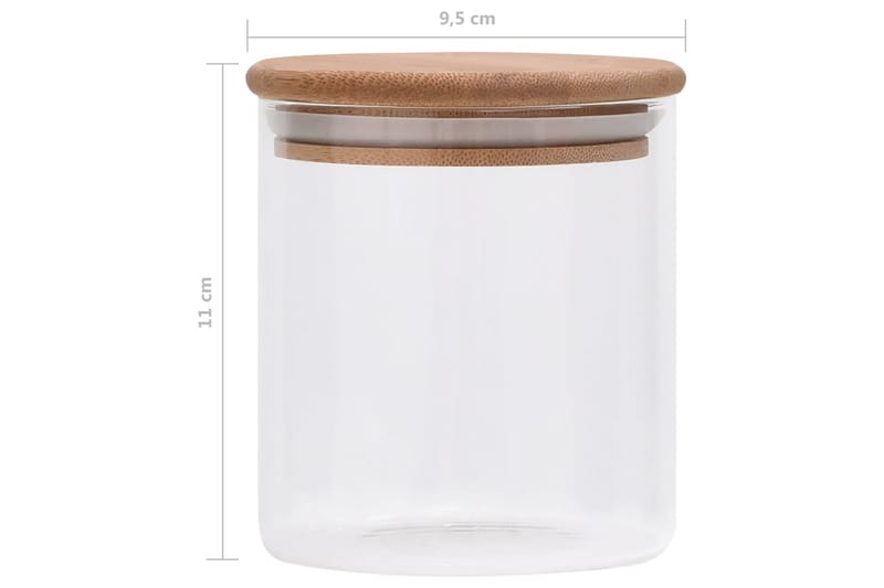 Förvaringsburkar i glas med bambulock 10 st 600 ml - Transparent - Förvaringsburk - Småförvaring - Flaskor & burkar