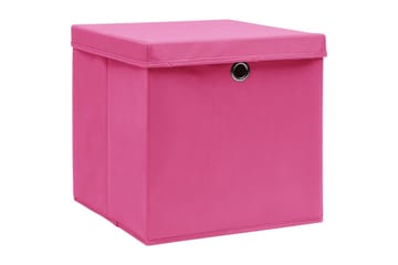 Förvaringslådor med lock 10 st 28x28x28 cm rosa