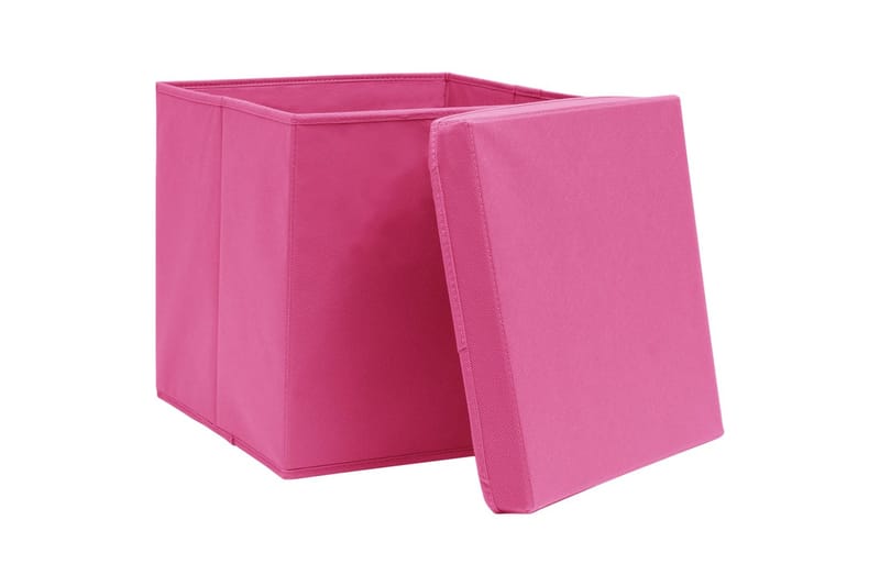 Förvaringslådor med lock 10 st 28x28x28 cm rosa - Rosa - Förvaringslåda