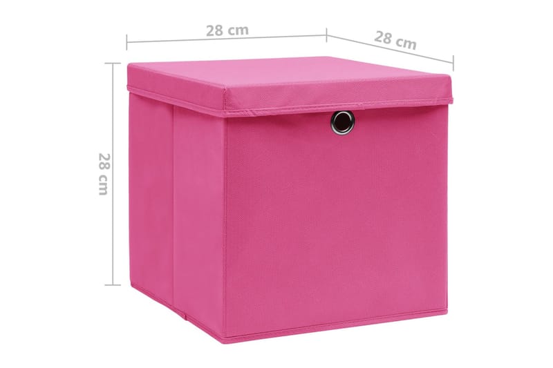 Förvaringslådor med lock 10 st 28x28x28 cm rosa - Rosa - Förvaringslåda