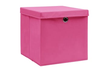 Förvaringslådor med lock 10 st rosa 32x32x32 cm tyg