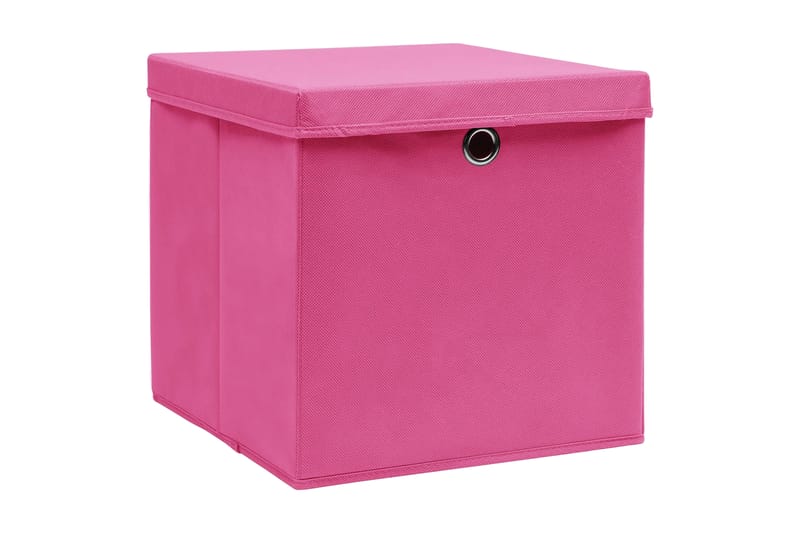 Förvaringslådor med lock 10 st rosa 32x32x32 cm tyg - Rosa - Förvaring - Småförvaring - Förvaringslåda