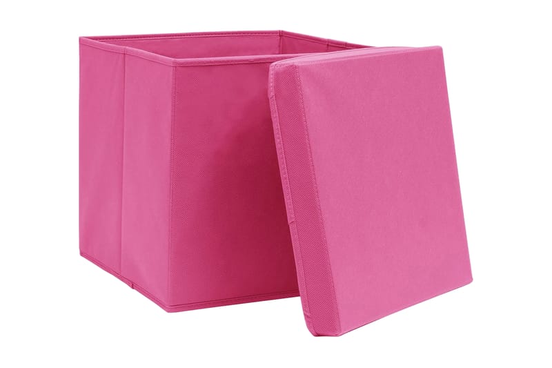 Förvaringslådor med lock 10 st rosa 32x32x32 cm tyg - Rosa - Förvaring - Småförvaring - Förvaringslåda