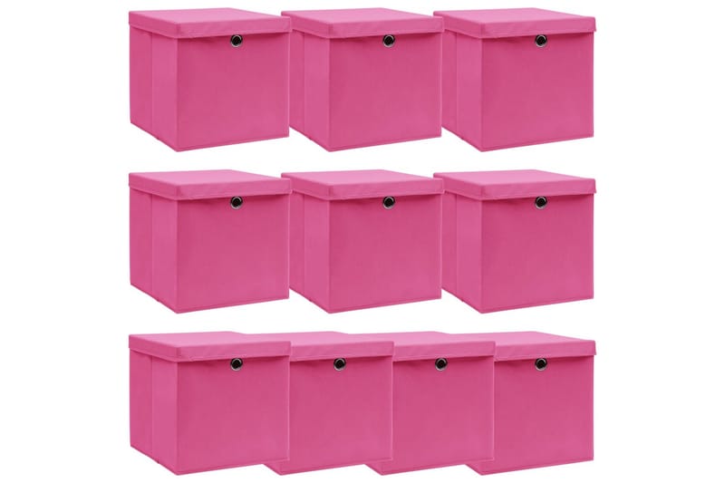 Förvaringslådor med lock 10 st rosa 32x32x32 cm tyg - Rosa - Förvaring - Småförvaring - Förvaringslåda