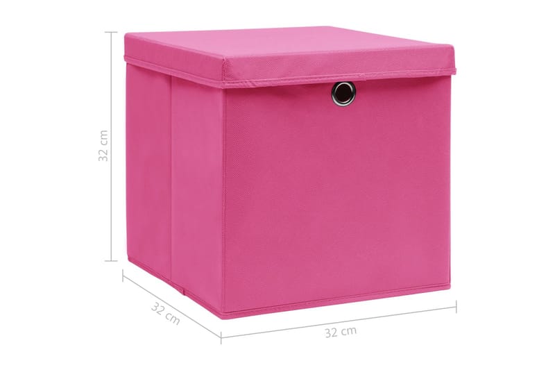 Förvaringslådor med lock 10 st rosa 32x32x32 cm tyg - Rosa - Förvaring - Småförvaring - Förvaringslåda