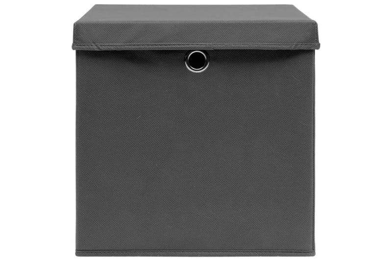 Förvaringslådor med lock 4 st 28x28x28 cm grå - Grå - Förvaring - Småförvaring - Förvaringslåda